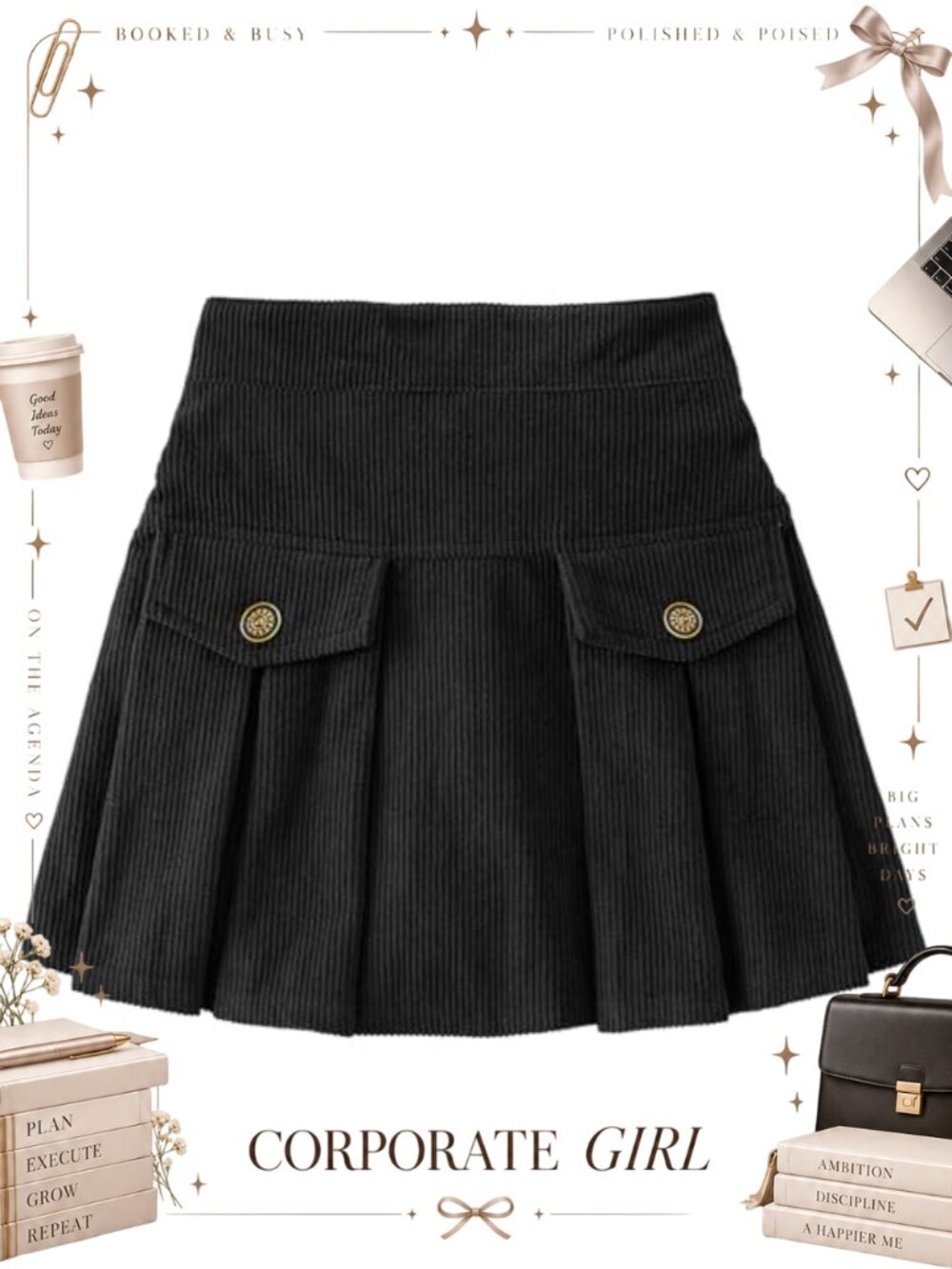 Toddler Girls Corduroy Mini Skirt High Waisted Ruffle Skort with Liner